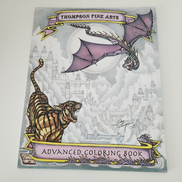 Dan Thompson Fine Arts Advanced Adult Coloring Book Ed #6 Fantasy Dragon - Picture 1 of 8